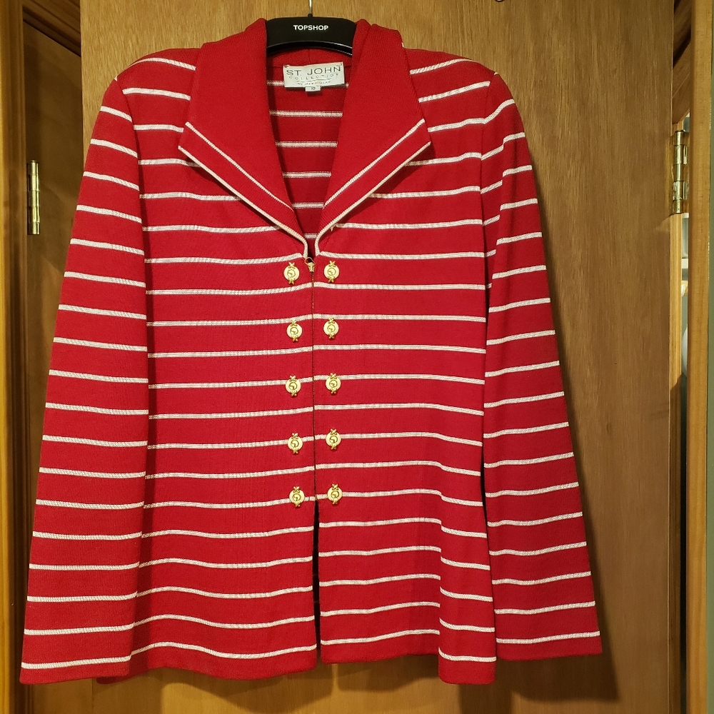 St John red and white striped jacket.